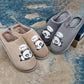 Winter Slippers Women Warm Cotton Shoes Panda Printed Funny Pink Girl Slippers Thick Fleece Men Plus Size Blue Slides Home Couples Slipper Non Slip