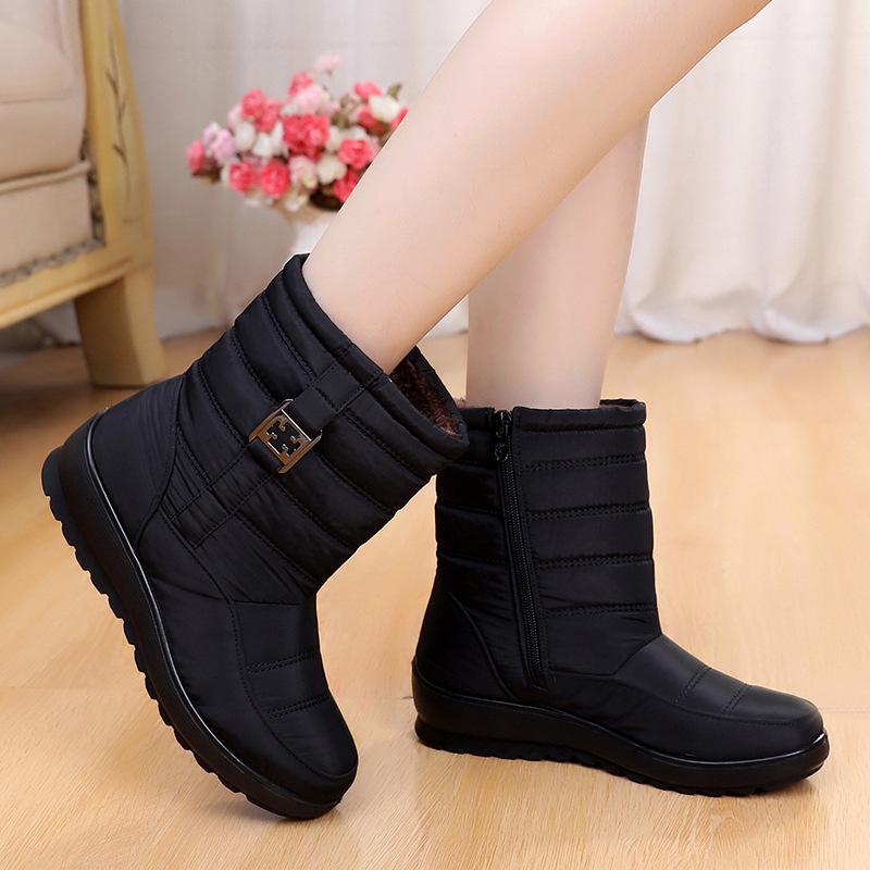Women Snow Boots Winter Shoes Waterproof Ankle Boots Non Slip Shoes Side Zipper Plus Size Booties 35-43 Plush Warm Thick Fur Cotton