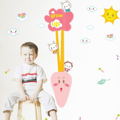 Measuring height stickers Little white rabbit pulling radish height stickers Kindergarten decoration