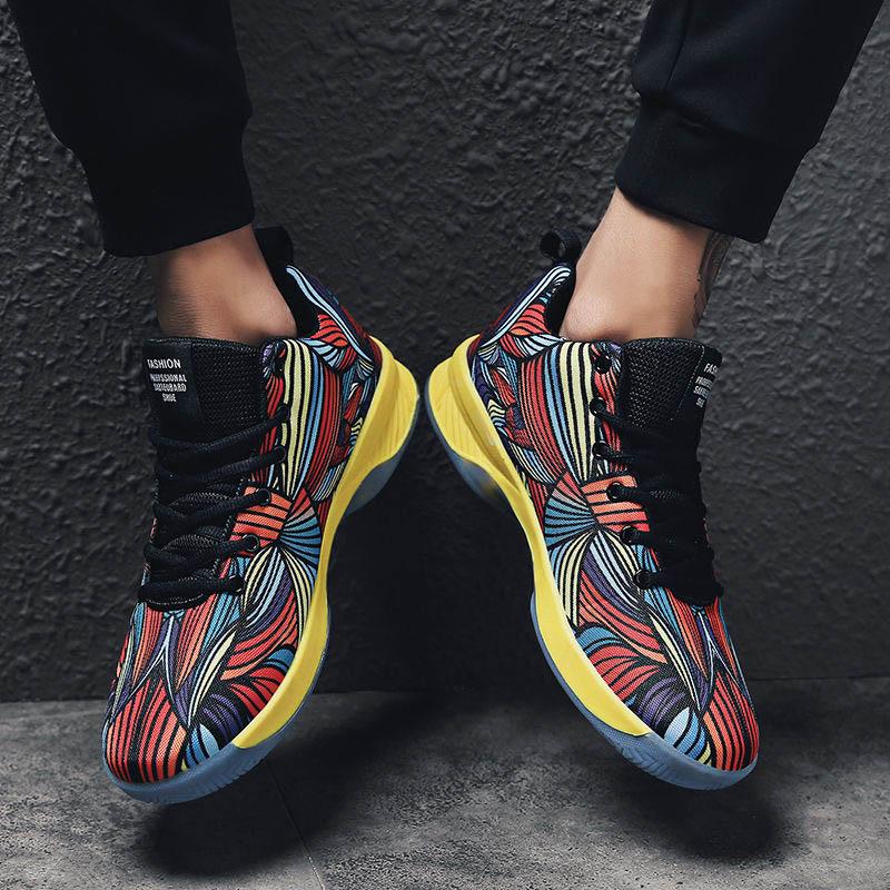 Size 36-45 Men Sneakers Graffiti Basketball Shoes Non-slip Lightweight Breathable Running Shoes