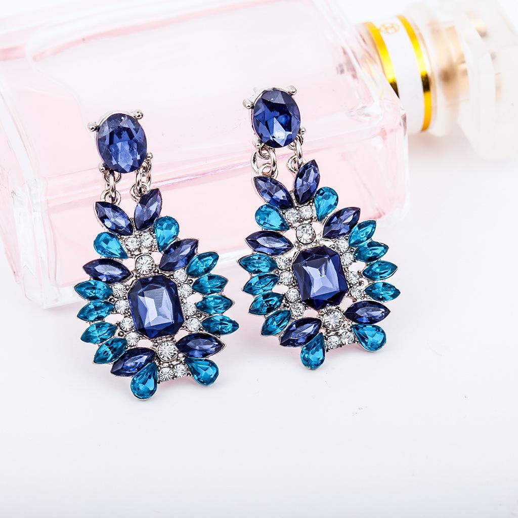 Europe and America Noble Luxury Earrings Crystal Zircon Earrings Earrings Lake Sapphire Earrings