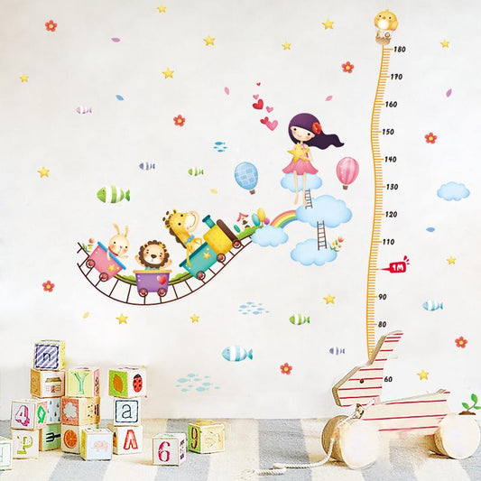 Cartoon air train height stickers children's room background decorative wall stickers