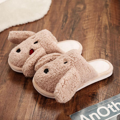 Autumn and Winter Dog Ear Design Pure Cotton Slippers Fashion Flat Cotton Shoes Indoor Casual Shoes