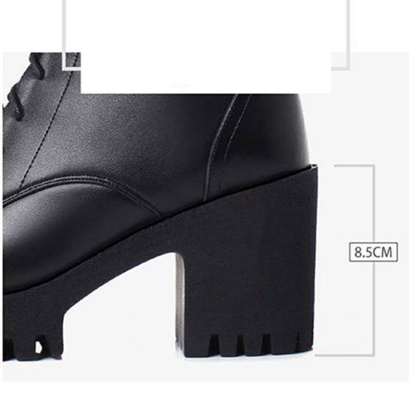 Autumn Winter Short Women Single Side Zipper High Heel Martin  Thick Heel Boots