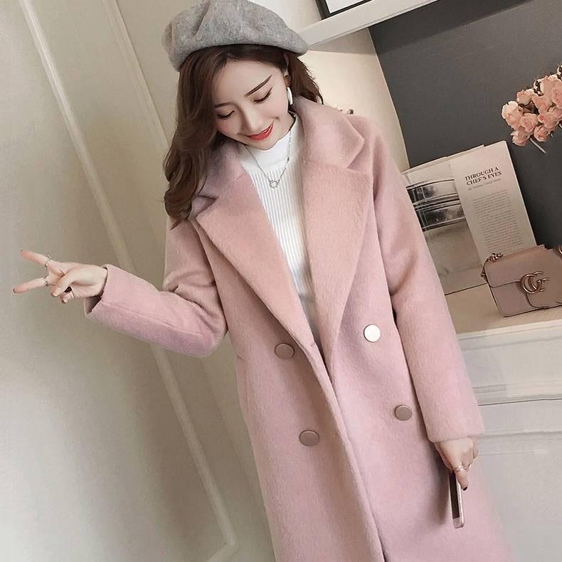 Wool Coat for Women Winter Warm Cotton-padded Coat Long Overcoat Casual Wool Jacket Female Outwear