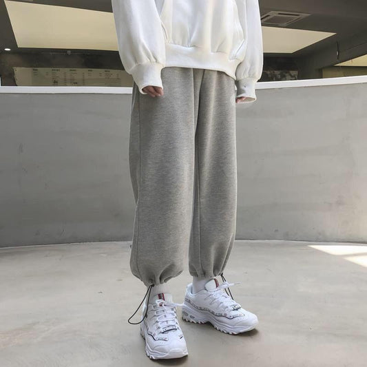 Spring and Summer Trend Trousers Men's Wide-leg Pants Loose Straight Casual Pants Tie-foot Sports Pants Male Student Pants