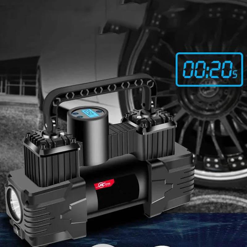 Car Air Pump Dual-cylinder High-power 12V Car Portable Air Pump Tire Electric Pump Preset Tire Pressure Inflation Tool Auto Parts