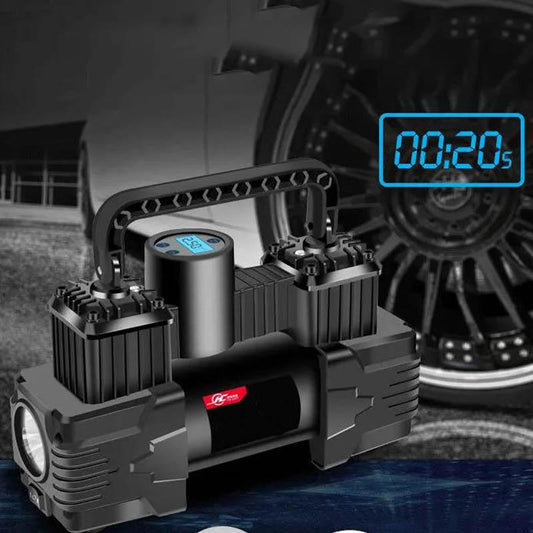 Car Air Pump Dual-cylinder High-power 12V Car Portable Air Pump Tire Electric Pump Preset Tire Pressure Inflation Tool Auto Parts