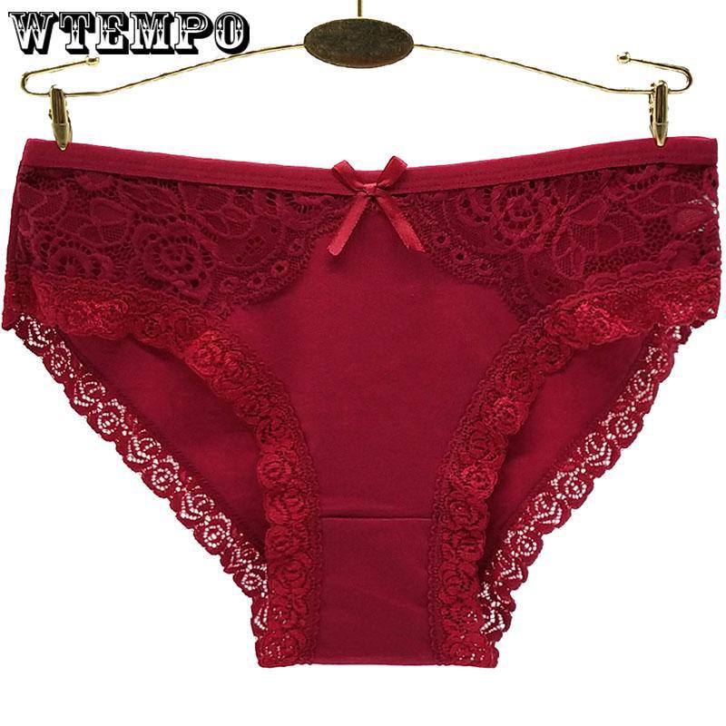 WTEMPO 6 Pcs/Lot sexy lace lady underwear woman panties cotton Lace Panties Everyday Briefs Lingerie