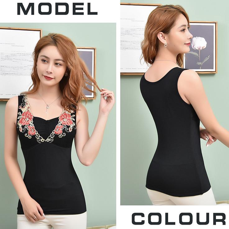 Thermal Vest Women Winter Underwear Floral Tank Tops with Pad Slim Sleeveless Body Top Seamless Sexy Clothing Inner Wear