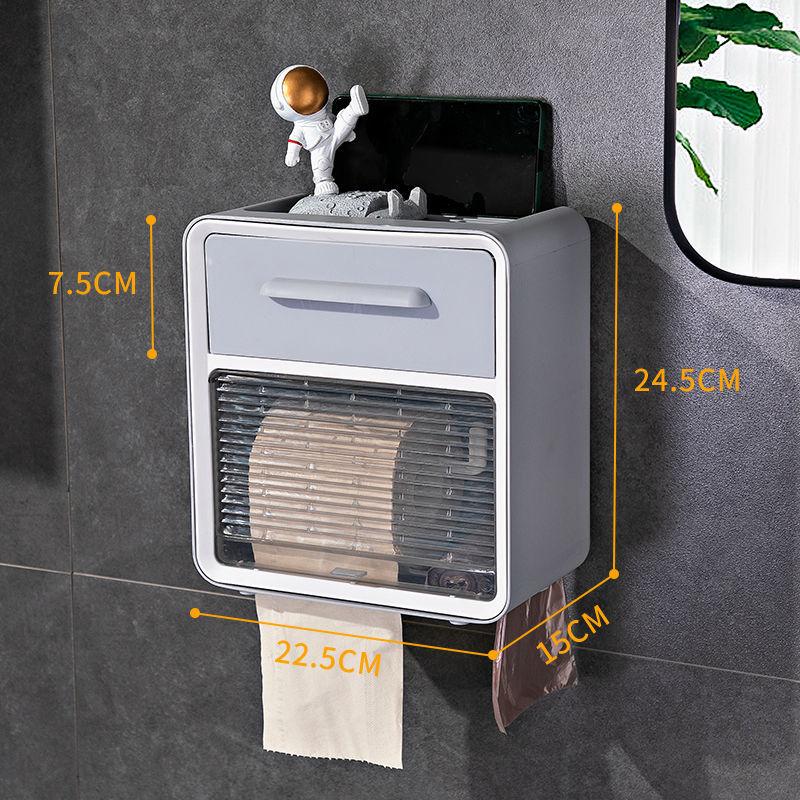 Toilet Tissue Box Draw Paper Box Bathroom Wall-mounted Punch-free Paper Box Toilet Paper Storage Box Toilet Paper Box Waterproof