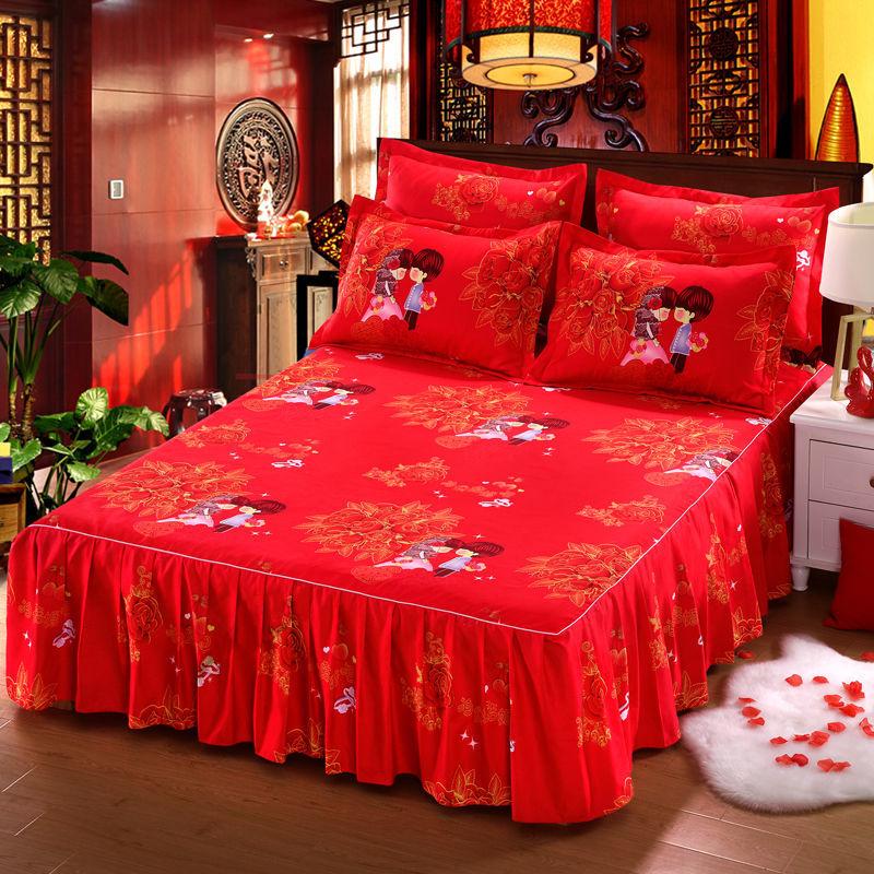 Non-slip Bedspread Korean Bed Cover Bed Sheet Dust Protection Cover 100% Thickened Twill Sanding Bed Skirt