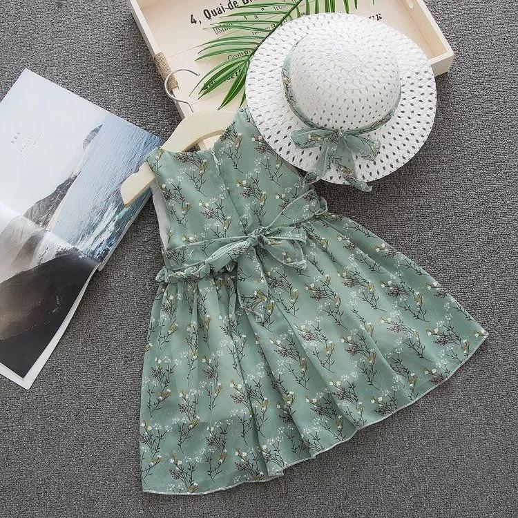 Girls' Dress In Summer, Girl 1-2-4-6 Year Old Girl Girl Summer Chiffon Dress To Send Hat