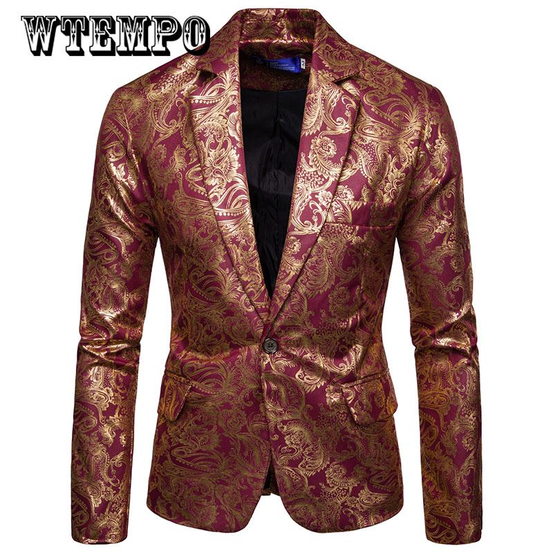 Gilding Print Men's Costume Men's Stage Show  Blazer Party
