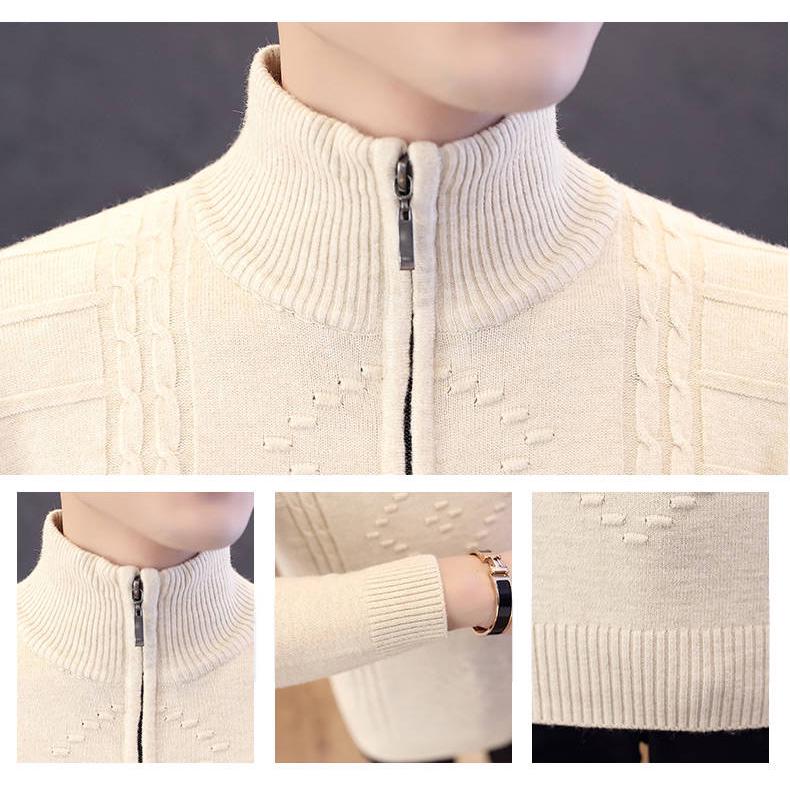 Mens Sweaters Autumn Winter Warm Cashmere Sweater Wool Zipper Pullover Pullovers Man Casual Knitwear