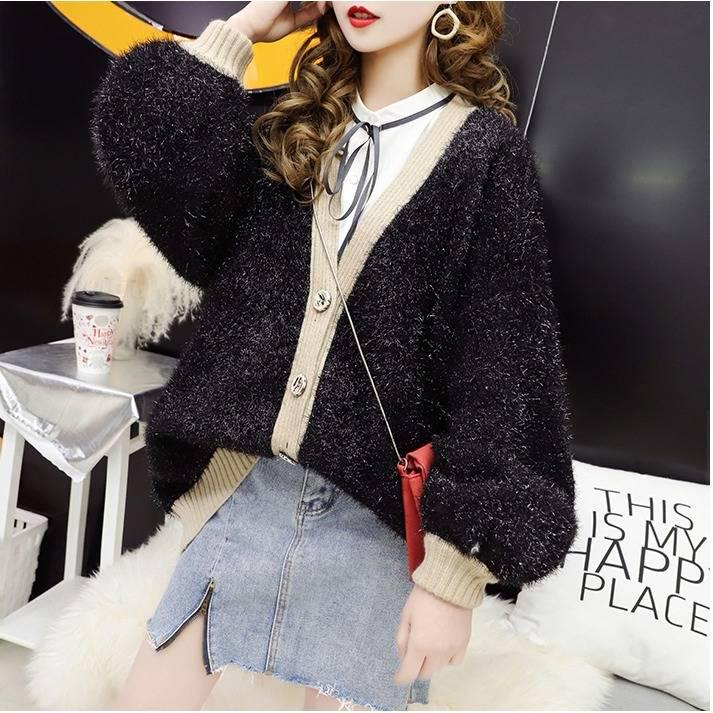 Sweater Cardigan Women's Autumn and Winter New Thick and Fairy Loose Net Red Knit Jacket