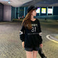 Round Neck Heavy Industry Sweater Women Autumn Loose Long-sleeved Shirt Letter Stitching Fashion Sweater
