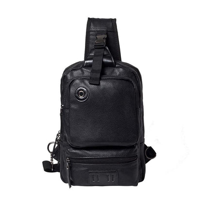 Chest Bag Men Black Multi-pocket Headphone Hole Messenger Bag Outdoor Sports Shoulder Bag