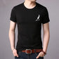 Summer Short Sleeve T-shirt Feather Print Thin Shirt Fashion Elegant Slim O-Neck Tees Casual Business Pullover Men Clothing