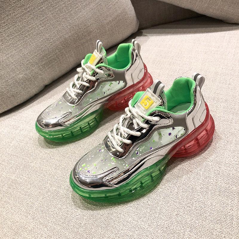 Summer Women Sneakers Fashion Comfortable Casual Dad Shoes Sequins Girl Graffiti Breathable Platform Shoes Woman Sandals