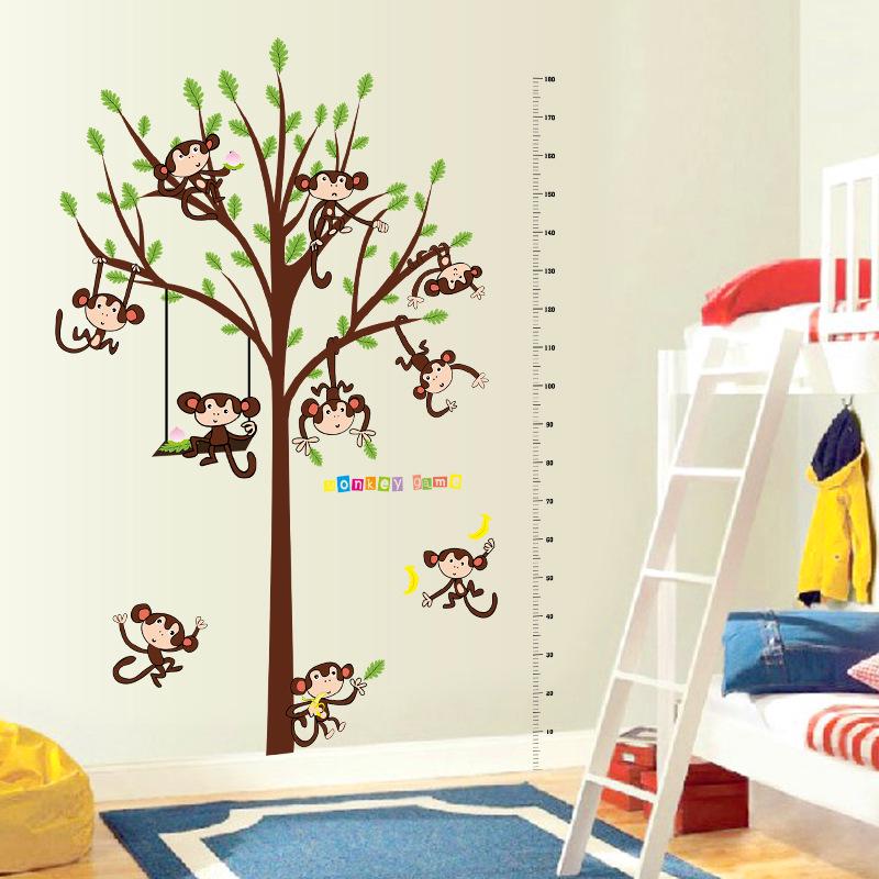 [Wall sticker] new cartoon monkey tree baby wall stickers for children's rooms Home Decoration art d