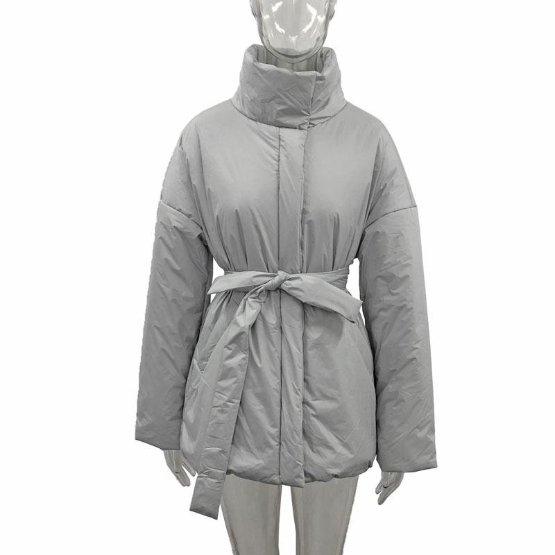 Casual Collected Waisted Parkas Women Fashion Simple Coats Women Elegant Spring Stand Collar Cotton Jackets Female Ladies
