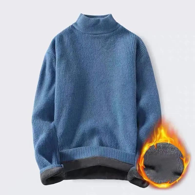 Autumn and Winter Men's Sweaters Round Neck Warm Knit Sweater Men's Half Turtleneck Sweater
