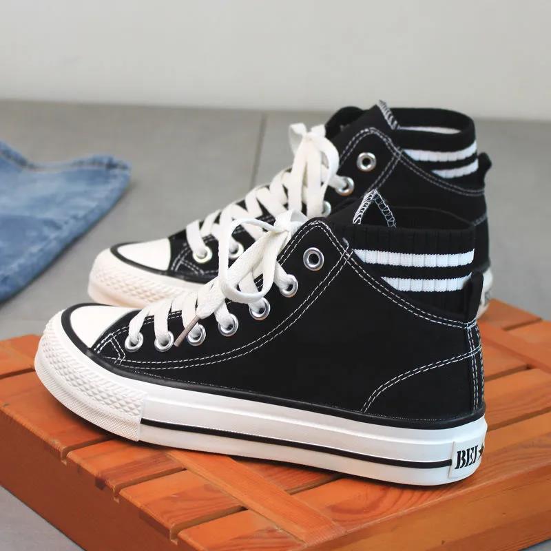 High-top Canvas Shoes Female Students Korean Style Shoes College Style Trendy Sports Shoes Women