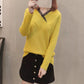Autumn and Winter Lace V-neck Top Thickened Long-sleeved Knitted Sweater Loose and Versatile Women's Bottoming Shirt
