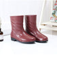 Ladies Rain Boots Mid Tube Faux Leather Anti-Slip Water Shoes Water Boots Kitchen Waterproof Shoes