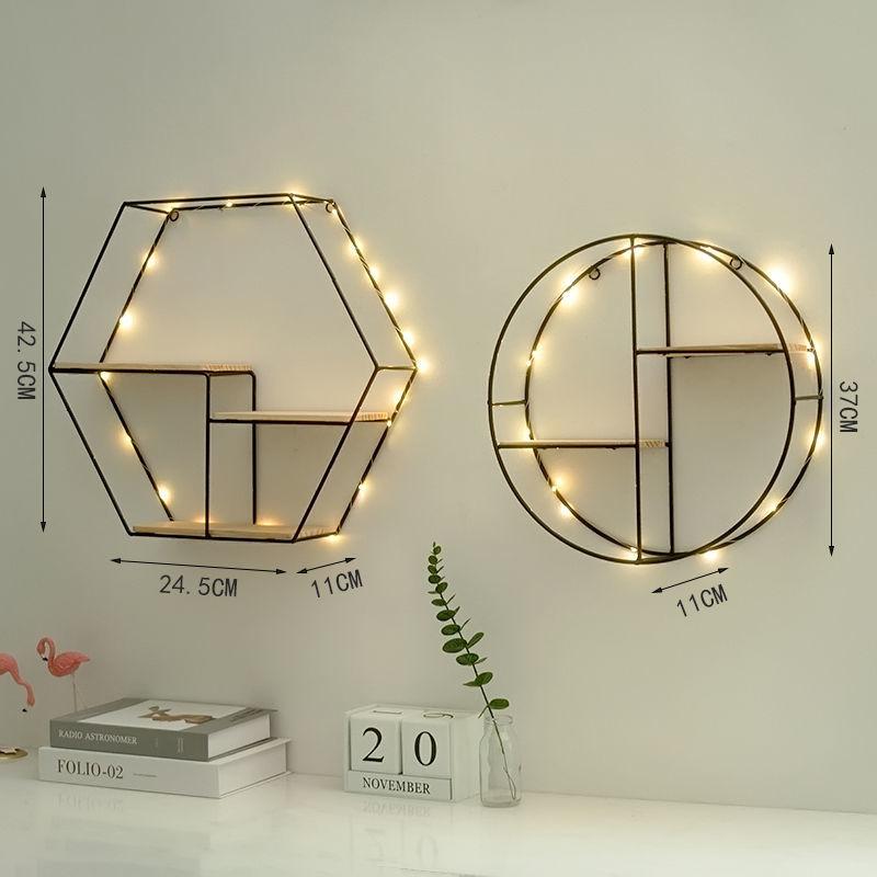 Nordic Style Shelf Store Wall Decoration Rack Tea Shop Wall Wrought Iron Living Room Creative Wall Hanging