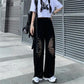 High Waist Wide Leg Pants Summer Thin Section Large Size Loose and Thin Hollow Sports Casual Pants Women