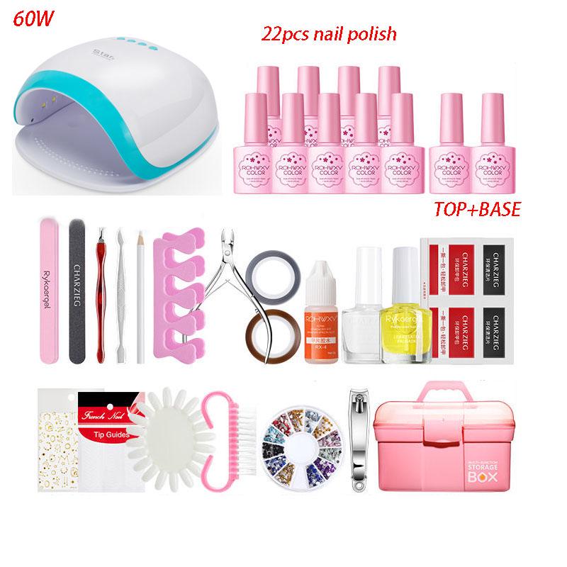 60W UV LED Lamp Dryer set Nail Gel Polish Kit Manicure Set Gel Nail Polish Nail art Tools Nail Set