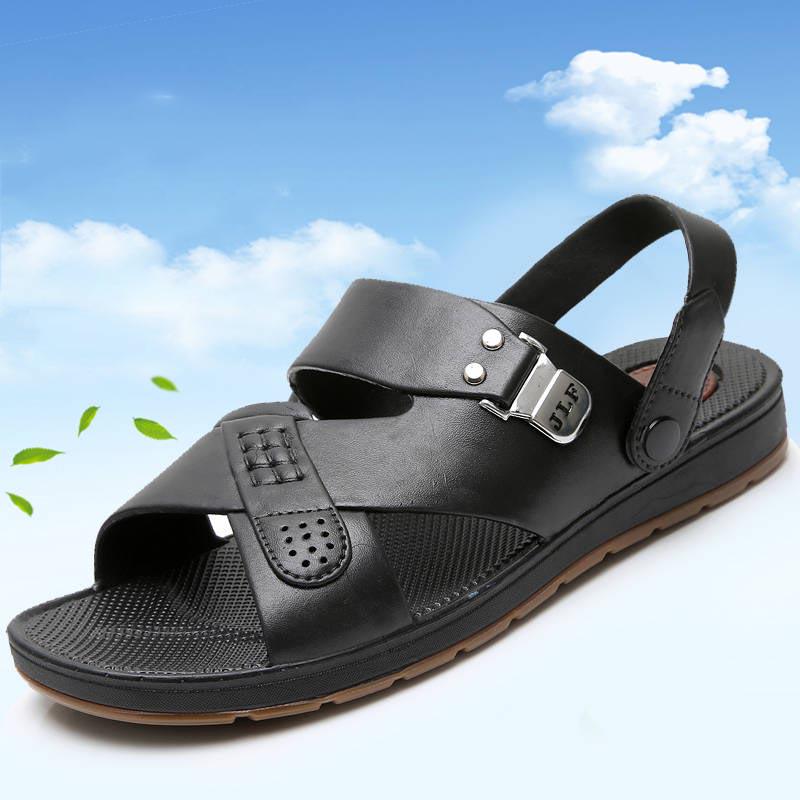 Summer Sandals Men Breathable Leather Sandals Man Flats Plus Size Fashion Casual Beach Men's Shoes