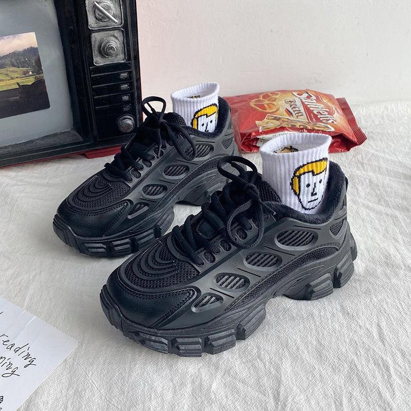 Daddy Shoes Women All-match Spring Sports Shoes Women Casual Comfortable Thick-soled Black Shoes Women
