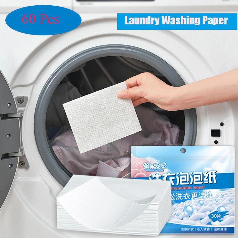 60Pcs Practical Laundry Washing Paper Eco-Friendly Wide Application Disposable Fresh Linen Liquidless