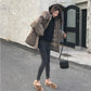 Fur Collar Women's Check Cotton Down Coat Parka Coat Plus Size Coat