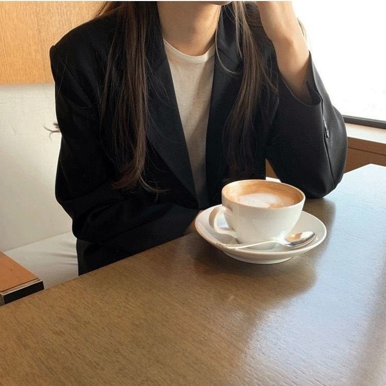 Women's Suit Jacket Korean Style Loose Spring  Autumn British Style Gray Short Suit Small Top