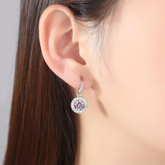 2 Colors Round Zircon Earrings Elegant Shining Zircon Dangle Earrings for Women Gift Jewelry