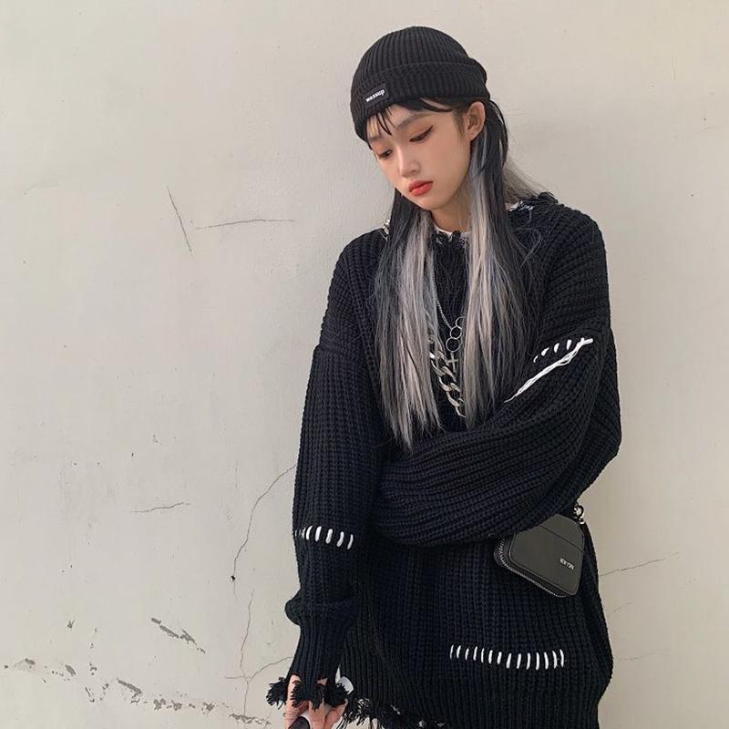 Autumn Winter Coat Mid-length Fashion All-match Sweater Loose Long-sleeved Knitted Outer Sweater Women