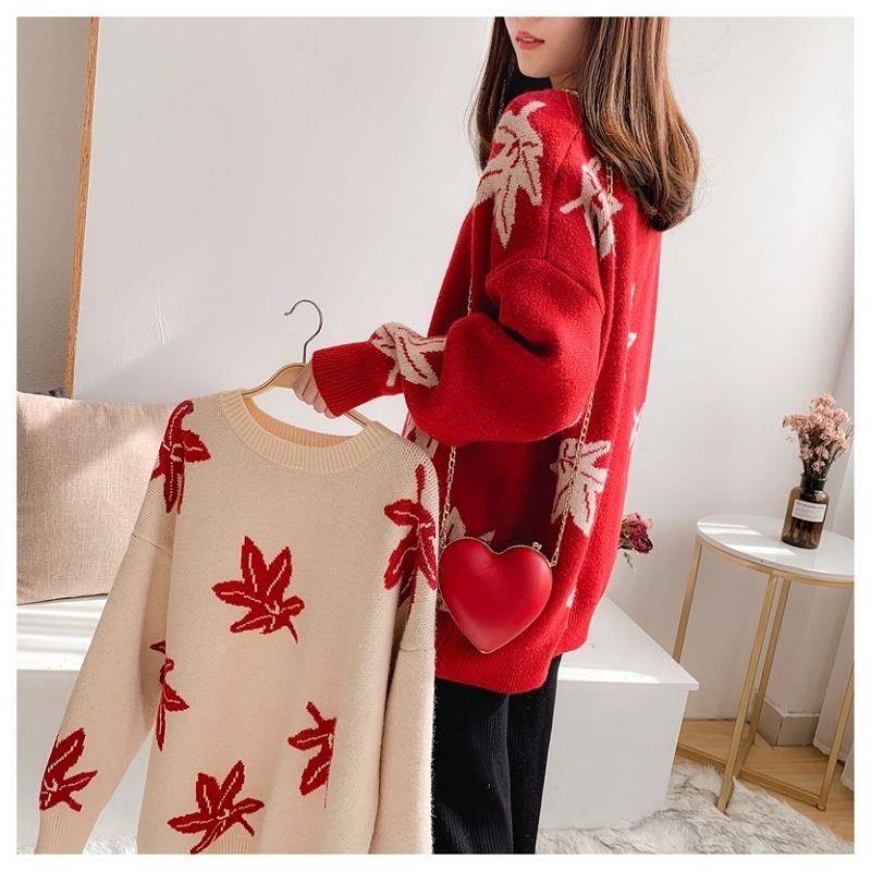 Autumn and Winter Knitted Jacquard Pullover Sweater Thickened Round Neck Loose Sweater
