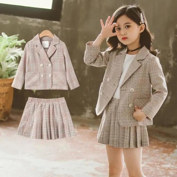 Net Celebrity Children's Clothing Girls Foreign Style Suits Children's Big Children's Leisure Sports Two-piece Suit
