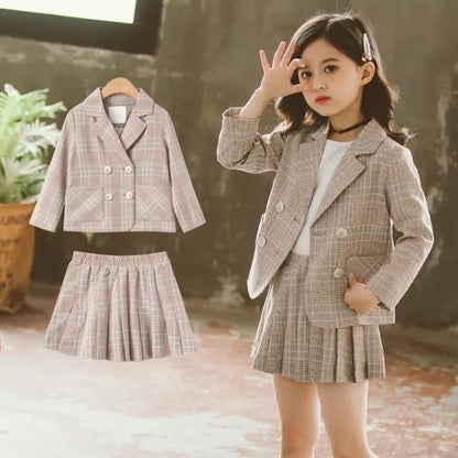 Net Celebrity Children's Clothing Girls Foreign Style Suits Children's Big Children's Leisure Sports Two-piece Suit