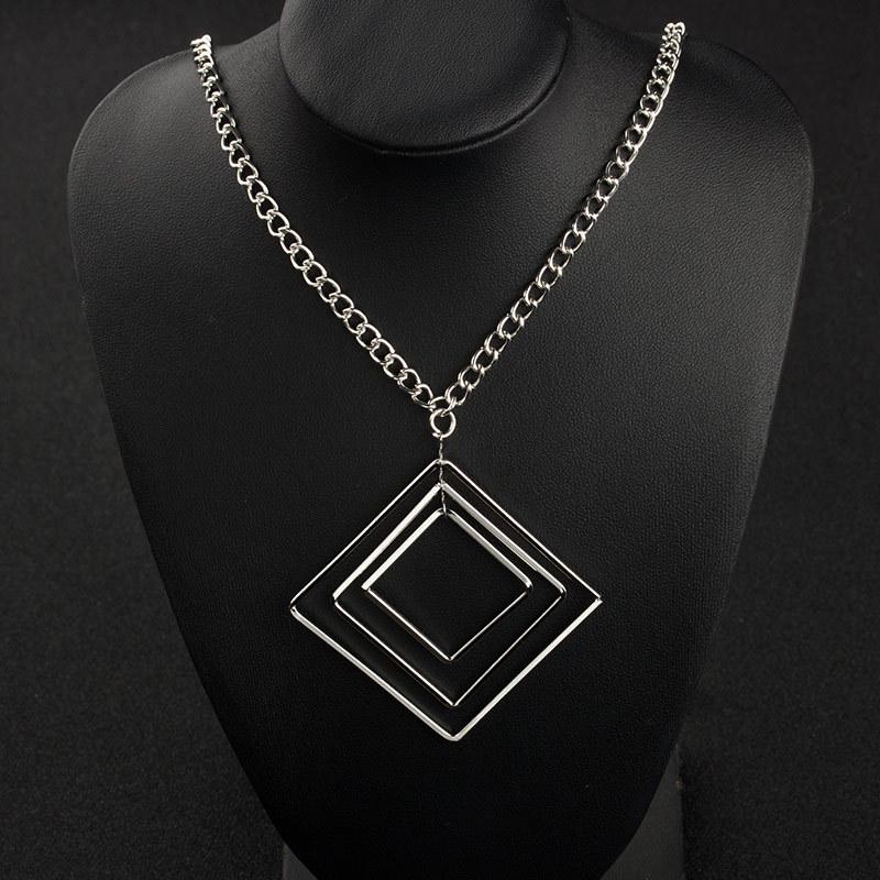 Square Multilayer Geometric Necklace Classic Long Style Wild Free Quality Handmade Sweater Chain