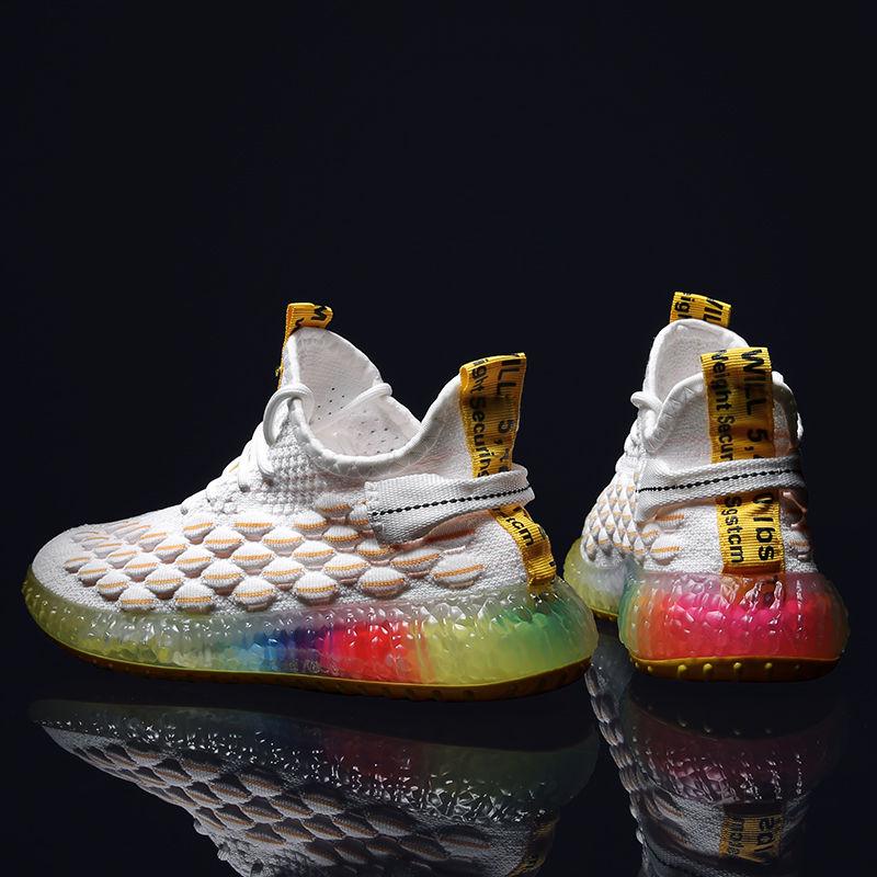Male Angel Reflective Flying Knit Shoes Men Breathable Casual Sneakers Men Color matching mesh