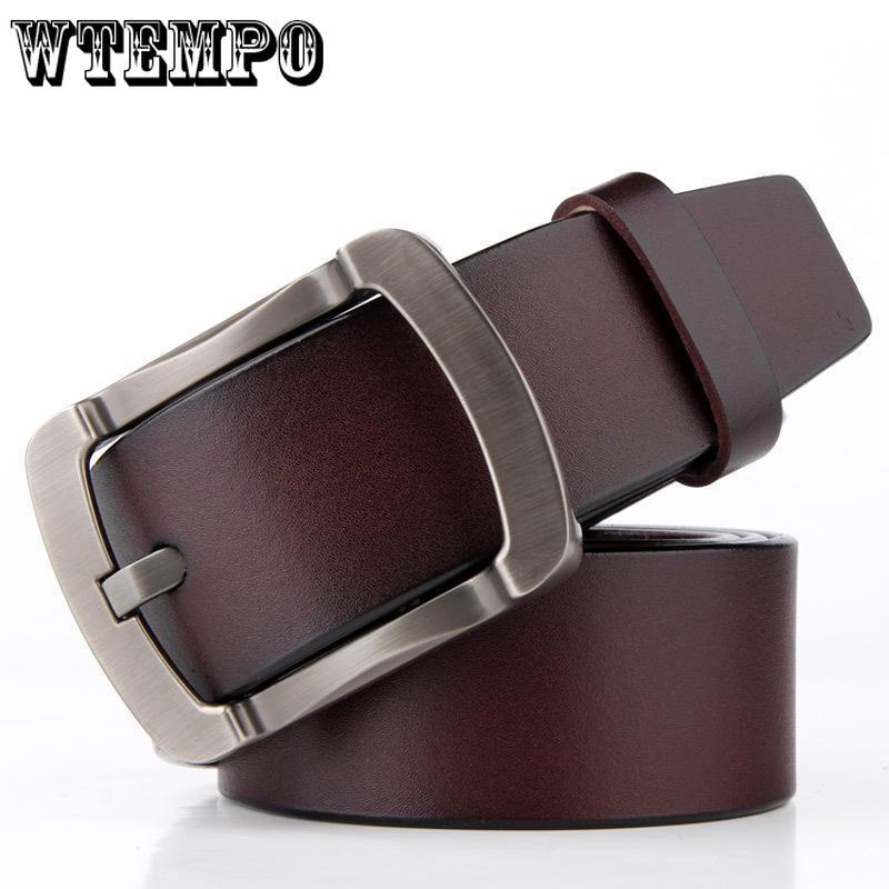 Men Waistband Casual Dress Leather Pin Metal Buckle Belt Black Brown Strap