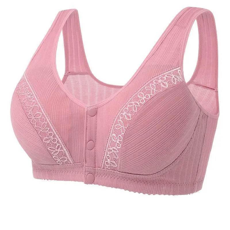Pure Cotton Antibacterial Front Buckle Vest Sports Underwear Simple Sexy Jacquard Decoration Breathable Sweat Absorption Light Thin Bra
