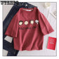 Summer Women Cartoon Print T Shirt Casual  Tshirt Harajuku Female T-Shirts Streetwear White Top