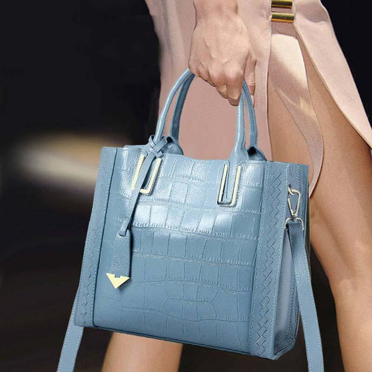 The First Layer Cowhide Crocodile Pattern Women's Handbag Shoulder Bag Bag Women Fashion Leather Handbag Big Bag
