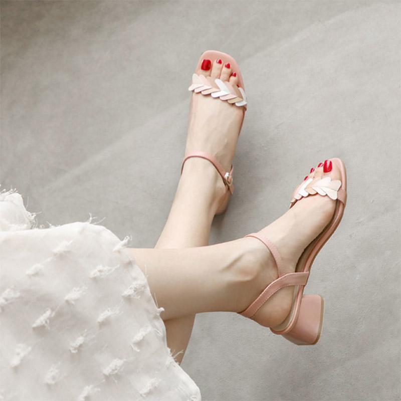 Mid-heel All-match Fairy Style Thick Heel Peach Heart with Fashion Women's Cool Shoes